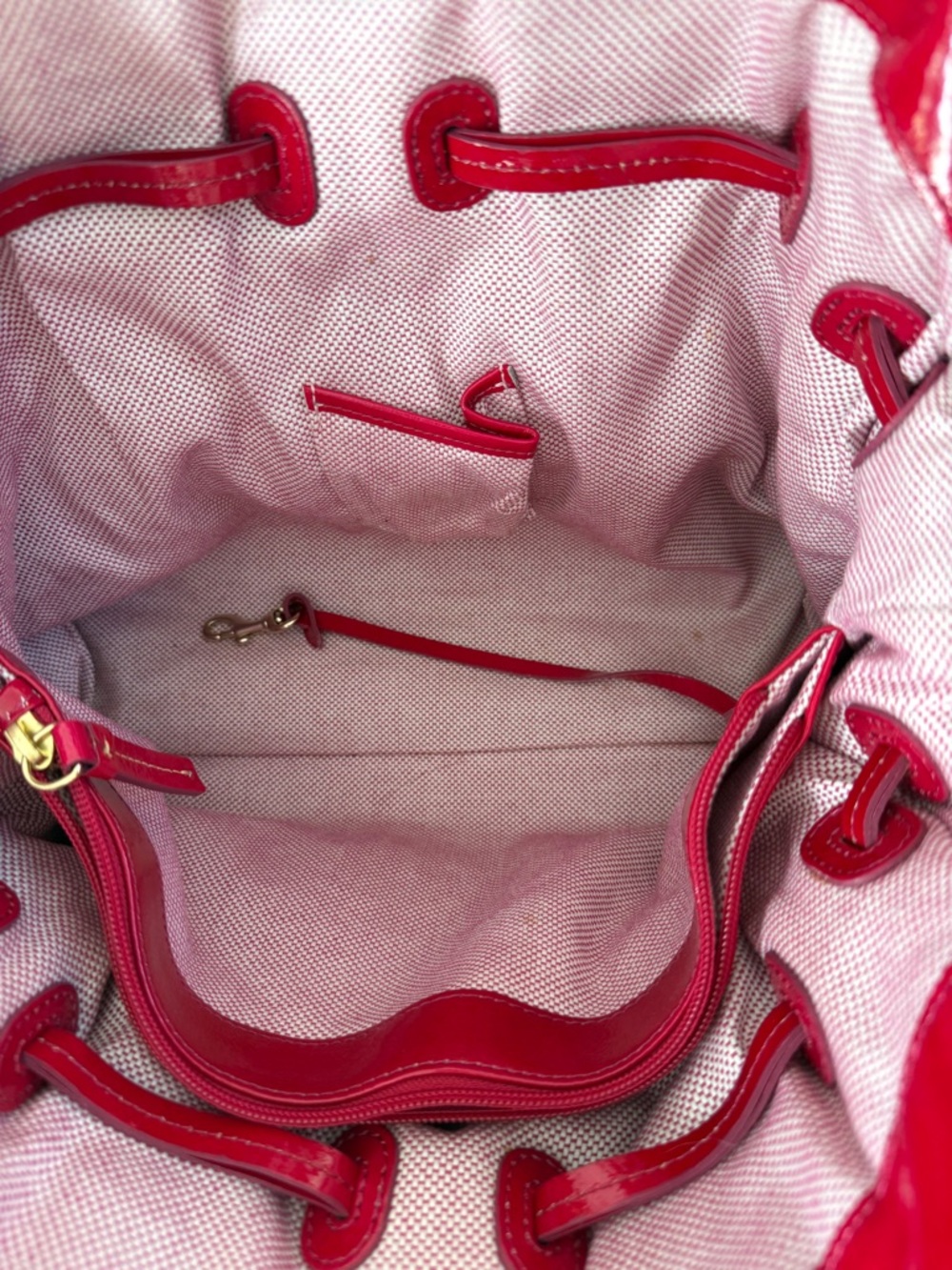 Dooney & Bourke Chiara Magenta Patent Leather Tote with Gold Hardware - Picture 4 of 12